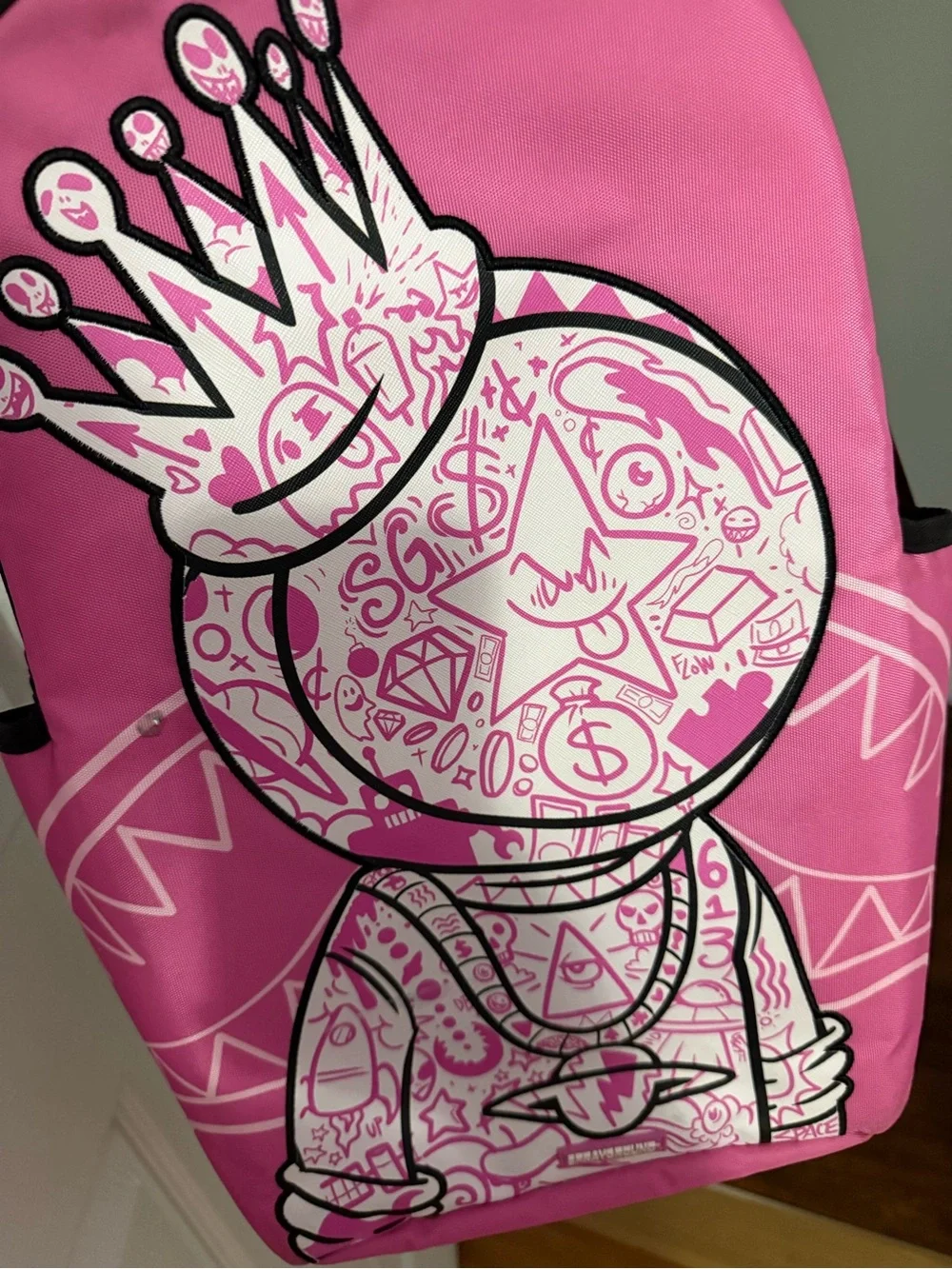 Sprayground Pink Graphic Crowned Character Backpack